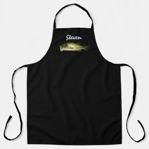 Mens Bass Fish Black Green Personalised Bbq Apron