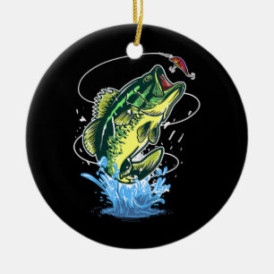 Mens Bass Fishing Fisher Lures Bass Fish  Ceramic Ornament
