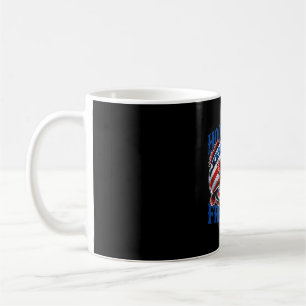 Mens bass fishing hooked on freedom american flag coffee mug