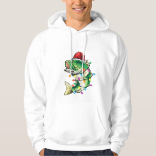 Mens Bass Fishing Santa Oh Snap Christmas Fishing  Hoodie