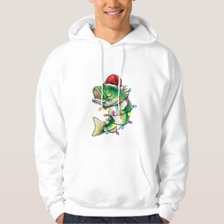Mens Bass Fishing Santa Oh Snap Christmas Fishing  Hoodie