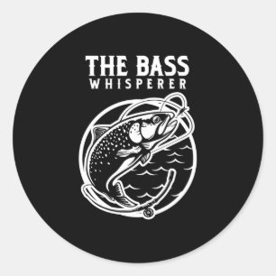 Mens bass whisper fishing rod gift performance  classic round sticker