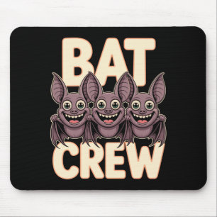 Mens bat crew funny cartoon flying night creature mouse pad