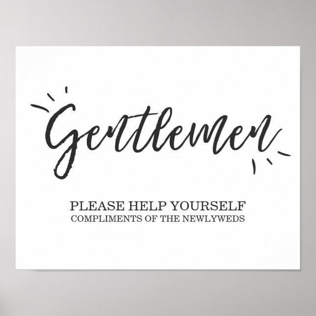 Mens Bathroom Wedding Sign Gentlemen sign Elegant (Front)