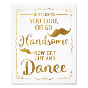 mens bathroom wedding sign gold