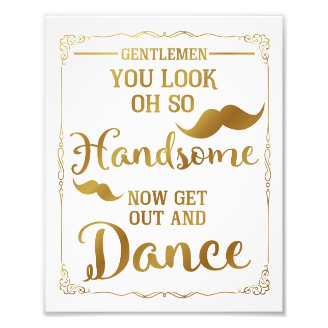 mens bathroom wedding sign gold (Front)