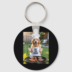 Mens Bbq Barbecue Pet The Cook Dog Dad Meme Golden Key Ring
