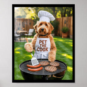 Mens Bbq Barbecue Pet The Cook Dog Dad Meme Poster