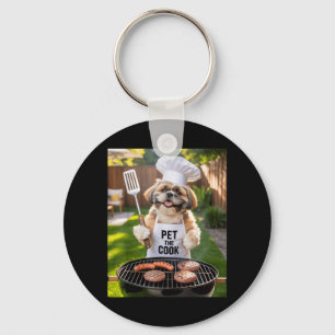 Mens Bbq Barbecue Pet The Cook Dog Dad Meme Shih Key Ring