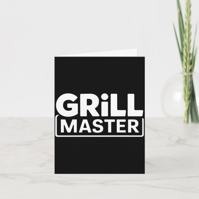 Mens bbq grill master backyard barbecue smoke king card (Front)
