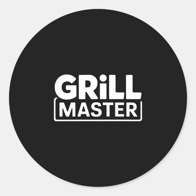 Mens bbq grill master backyard barbecue smoke king classic round sticker (Front)