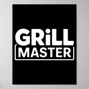 Mens bbq grill master backyard barbecue smoke king poster