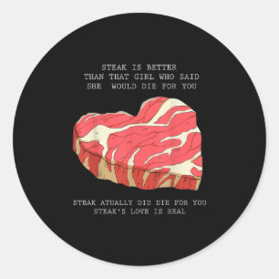 Mens Bbq Heart Graphic Funny Quote Single Meme Gri Classic Round Sticker