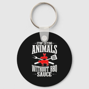 Mens bbq lover grilling barbecue chef brisket cook key ring