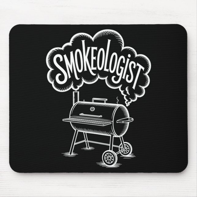 Mens bbq smokeologist backyard grill master king mouse pad (Front)
