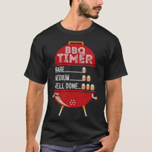 Mens BBQ Timer Rare Medium Well Done BBQ Lover Ste T-Shirt