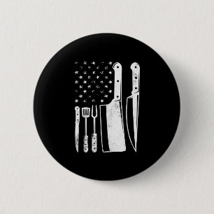 Mens bbq usa flag patriotic fourth of july master 6 cm round badge