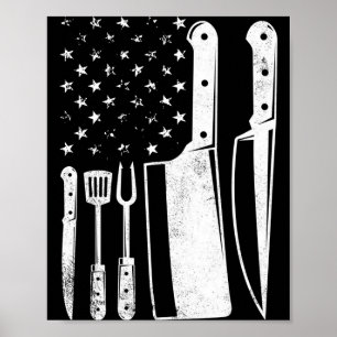 Mens bbq usa flag patriotic fourth of july master poster