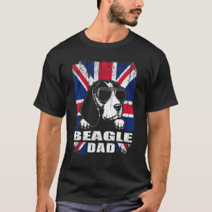 Mens Beagle Dad Cool Uk Flag Vintage Retro T-Shirt