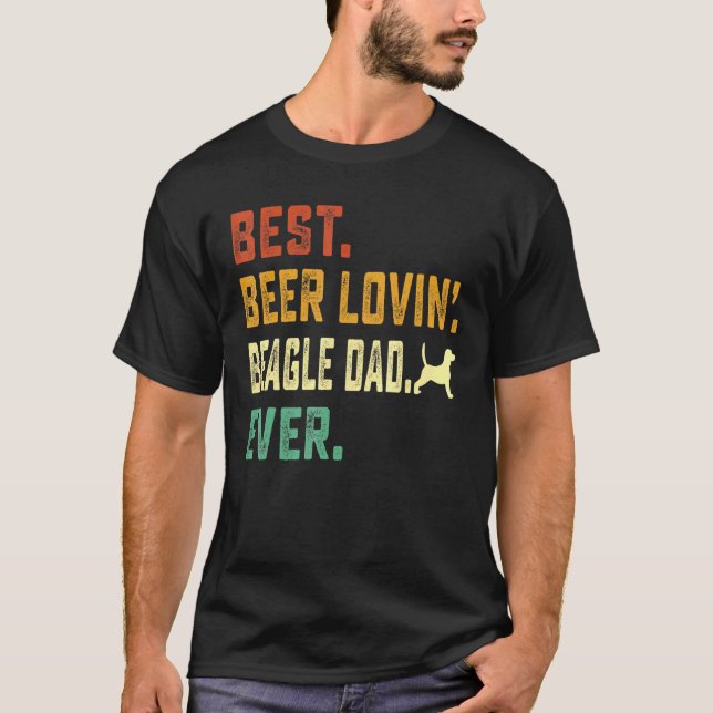 Mens Beagle Dog  Best Beer Loving Beagle Dad Fathe T-Shirt (Front)