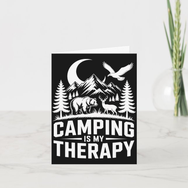 Men's bear camping is my therapy performance  card (Front)