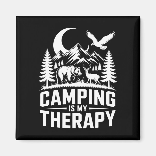 Men's bear camping is my therapy performance  magnet (Front)