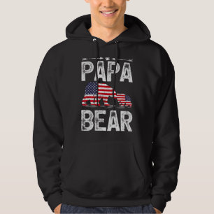 Mens Bear Vintage American Flag Papa Bear Father' Hoodie