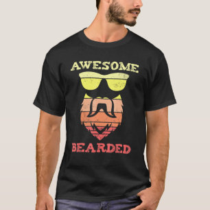 Mens Beard Motif With The Saying Awesome Bearded T-Shirt
