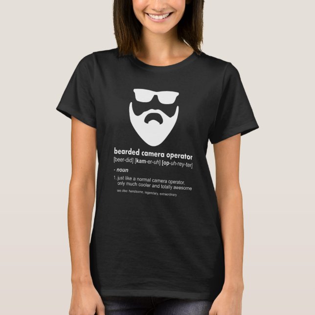 Mens Bearded Camera Operator  Beard Cameraman T-Shirt (Front)
