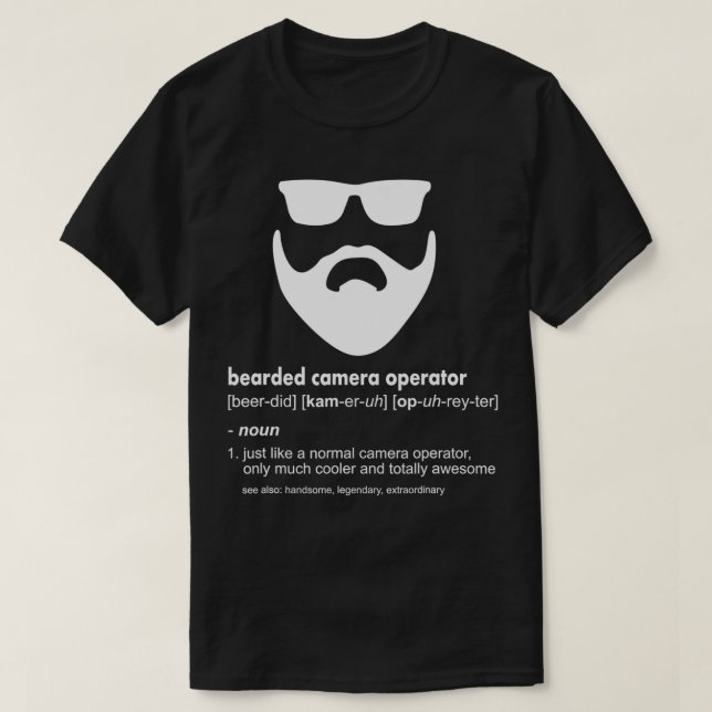 Mens Bearded Camera Operator  Funny Beard Camerama T-Shirt (Design Front)