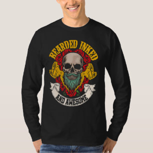 Mens Bearded Inked And Awesome Tattooed Dad T-Shirt