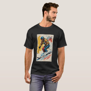 Mens Beautiful Outdoor Sports Graphic Skiing T-Shirt