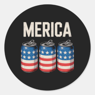 Mens Beer Aamerican Flag 4th Of July America Usa Classic Round Sticker