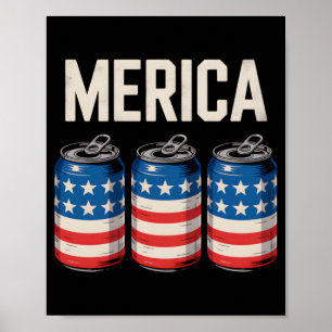 Mens Beer Aamerican Flag 4th Of July America Usa Poster