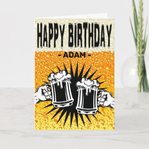 Men's Beer Background Happy Birthday Card