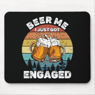 Mens Beer Got Engaged Funny Party Celebration Mouse Pad