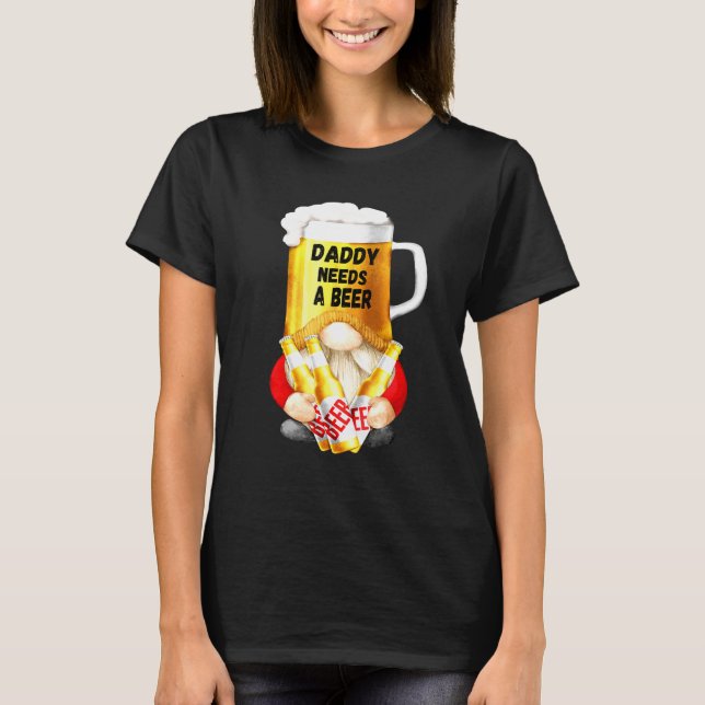 Mens Beer Mug Gnome Tee For Dad Gardener - Daddy N (Front)