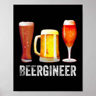 Mens Beergineer Homebrew Home Brewing Craft Beer B Poster