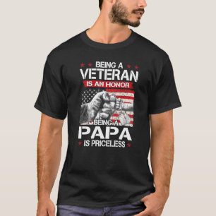 Mens Being A Veteran is an Honor Being A Papa Is P T-Shirt