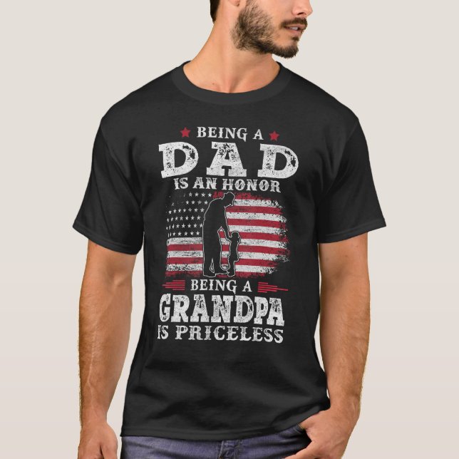 Mens Being Dad Is An Honor Grandpa is Priceless Fl T-Shirt (Front)