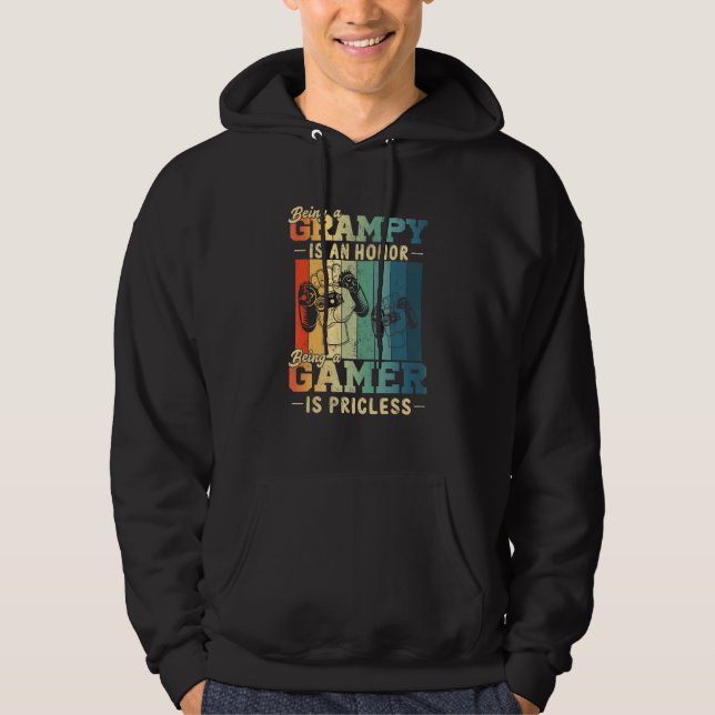 Mens Being Grampy Is Priceless Gamer Grampy Father Hoodie (Front)