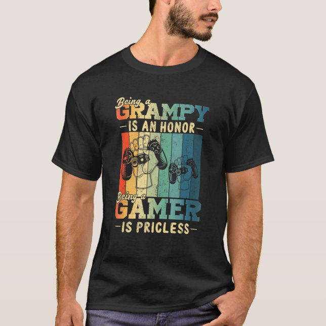 Mens Being Grampy Is Priceless Gamer Grampy Father T-Shirt (Front)