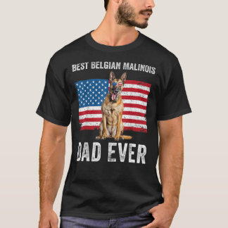 Mens Belgian Malinois Dad American Flag Belgian Sh T-Shirt