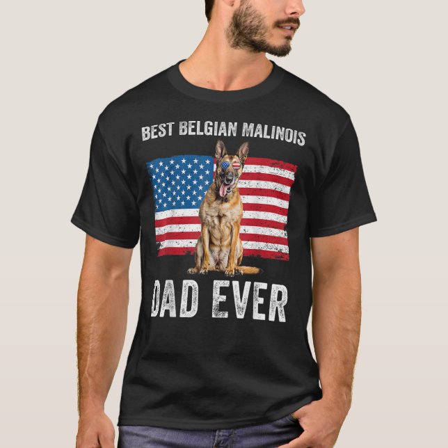 Mens Belgian Malinois Dad American Flag Belgian Sh T-Shirt (Front)