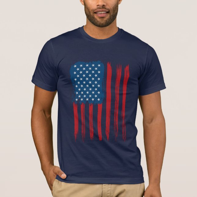Mens Bella Canvas T-Shirt-USA Flag T-Shirt (Front)