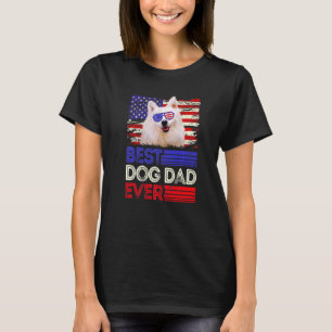Mens Best American Eskimo Dad Ever American Flag P T-Shirt