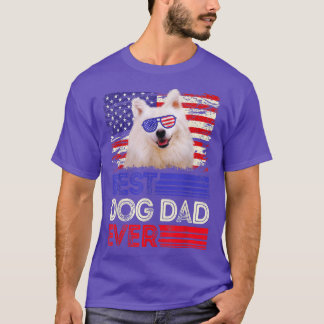 Mens Best American Eskimo Dad Ever American Flag P T-Shirt