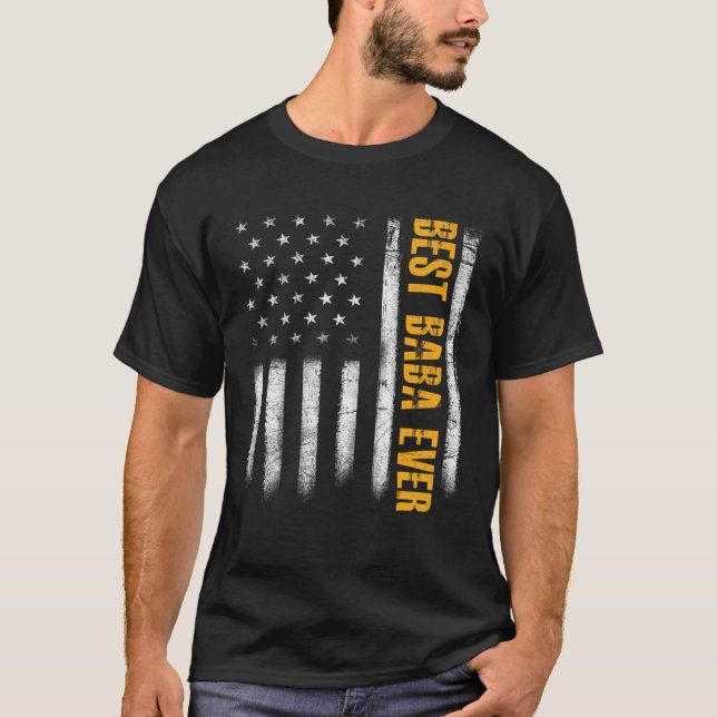 Mens Best Baba Ever American Flag Family Father s  T-Shirt (Front)