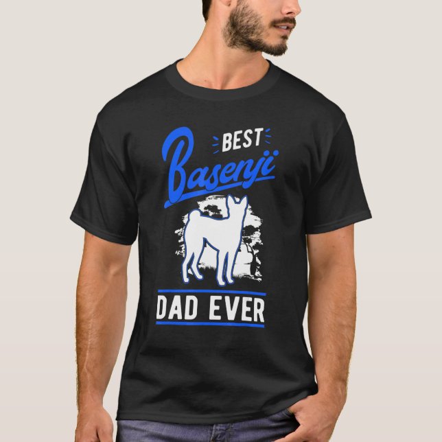 Mens Best Basenji Dad Ever Congo Terrier Basenji T-Shirt (Front)