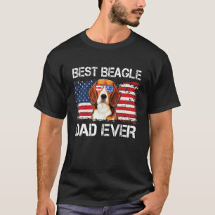 Mens Best Beagle Dad Ever American Flag Fathers Da T-Shirt